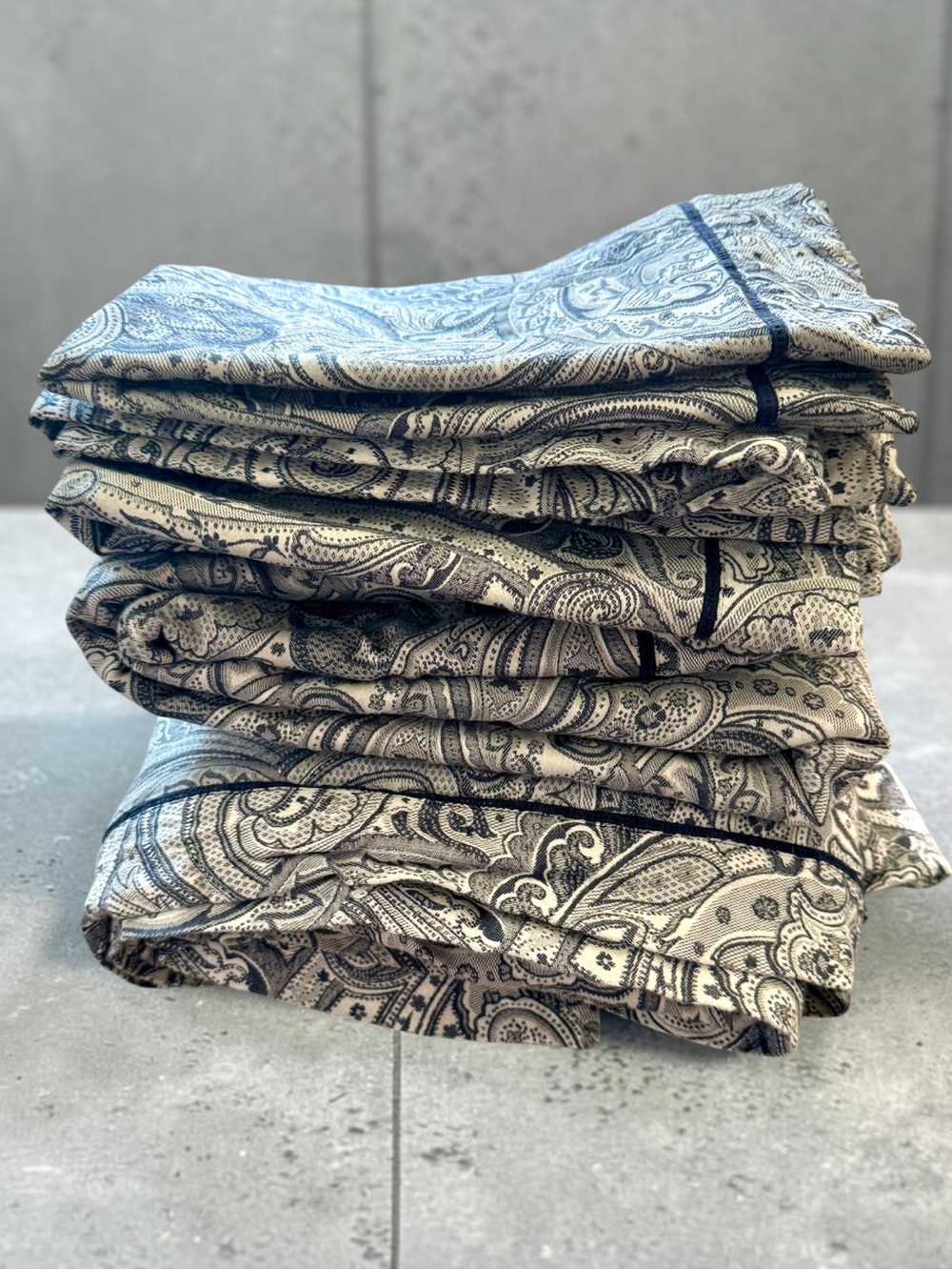 RALPH LAUREN KING Paisley Duvet + 2 Shams Blue Grey Piping Detail